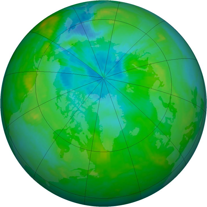 Arctic ozone map for 18 August 1983